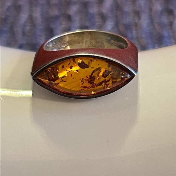 Artisan Jewelry - Amber Gemstone Sterling Ring